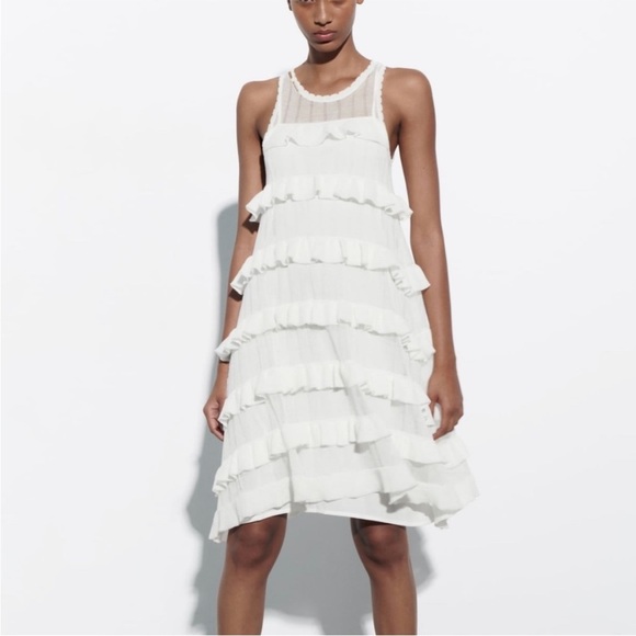 Zara Dresses & Skirts - NWT Zara Limited Edition Stylish Ruffle Dress - Size Small - White